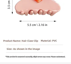 Pince à cheveux cœur rose en acétate avec détails de taille 3,5 cm de haut et 5,5 cm de large