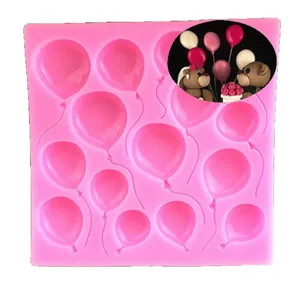 Pink silicone balloon mold for DIY fondant cake decorating with 12 balloon shapes