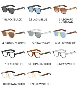 Grid display of vintage Boston frame sunglasses in eleven different color combinations