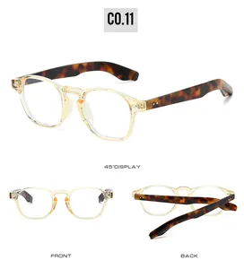 Retro full-frame sunglasses with yellow translucent front and tortoiseshell temples