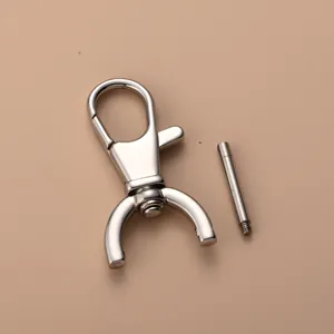 Close-up of 316 stainless steel swivel lobster clasp with screw pin for DIY bags
