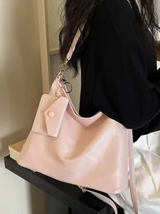 Women Vintage PU Leather Shoulder Crossbody Bag Large Capacity Tote Bag With Detachable Mini Pouch Urban Simple Commuter Bag