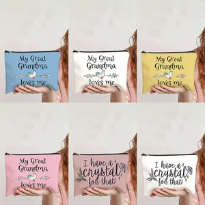 Canvas Makeup Bag Zipper Cosmetic Pouch Travel Stationery Organizer For Women With Vintage Sewing Pattern