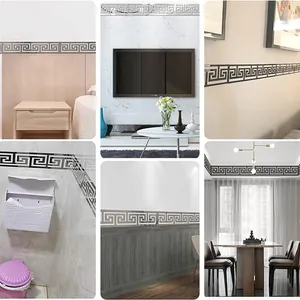 Modern Greek meander mirror wall sticker trim for living room and bedroom decor