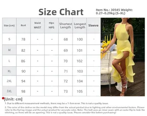 Guide des tailles détaillant les mesures pour robe plissée à licou sexy