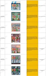 Detailed size chart for Christmas PVC static window decals with snowmen and trees