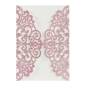 Elegant Laser Cut Hollow Invitation Cover Glitter Pearl Paper Invitation For Wedding Engagement Party Decor Greeting Card