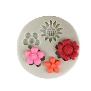Weiße Silikonform für Fondant-Blumen mit Sonnenblumen- und Gänseblümchen-Hohlräumen