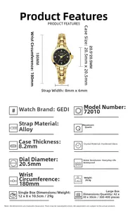 Dettaglio dell'orologio in lega dorata con quadrante nero e indici in cristallo