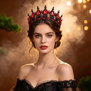 Vintage Baroque Alloy Rhinestone Crown Tiaras For Women Wedding Birthday Halloween Party Luxurious Headwear Hair Accessories