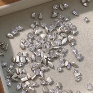 Flatback beveled cubic zirconia nail art rhinestones in mixed geometric shapes and designs