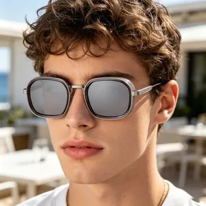 Vintage Quadratische Sonnenbrille Für Herren Damen Retro PC Metallrahmen UV400 Schutz Shades Mode Trendige Sonnenbrille