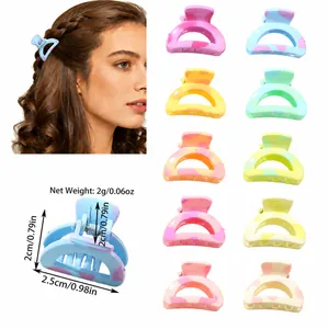 Mini Pinces à Cheveux 2,5 cm Macaron Multicolore Motif Marbre Plastique PS Laqué Petites Épingles à Cheveux pour Femmes Filles