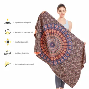 Microfiber Beach Towel Quick Dry Absorbent Sand Free Large Bohemian Mandala Tropical Palm Leaf Floral Print