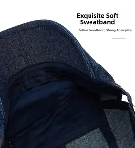 Détail de la bande de transpiration en coton doux dans la casquette gavroche en denim