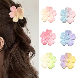 Pinces à Cheveux Fleur Dégradé d'Été Pinces à Cheveux Pétale en Plastique Mat Pour Femmes Accessoires de Cheveux Floraux Doux