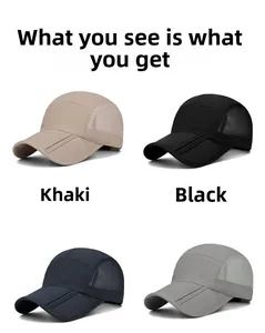 Collage de casquettes de baseball en mesh respirant en kaki, noir, bleu et gris