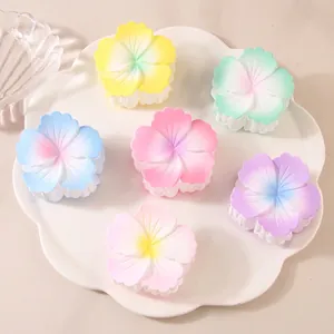 Gradient Plastic Flower Hair Claw Clip Matte Frosted Shark Clip Korean Fresh Sweet Lacquered Hair Accessory For Women Styling