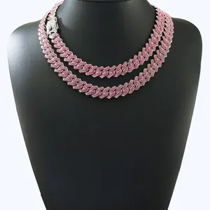 Iced Out Hip Hop Cuban Link Chain Necklace Bracelet Alloy Rhinestone Jewelry For Men Women Trendy Nightclub Accessories