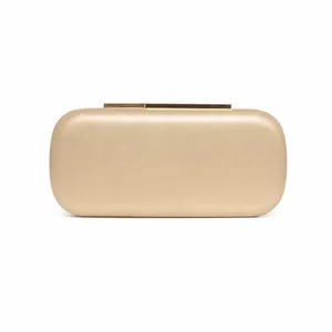 Elegant Gold Hard Shell Evening Clutch Bag Metal Chain Strap For Women Party Wedding Banquet Luxury Rectangular Box Bag