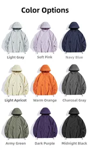 Détails des neuf coloris disponibles pour ces vestes légères à capuche avec protection
