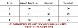 Detailed size chart with S, M, L dimensions for the knit V-neck beach dress