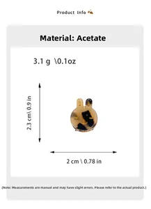 Size chart for cute acetate bunny hair clip with detailed dimensions and weight