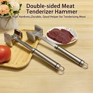 Professional Meat Hammer Tenderizer Stainless Steel Aluminum Alloy Dual Sided Kitchen Steak Pounder With Hanging Hole