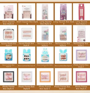 Grid display of 24pcs press-on nails featuring various French styles and 3D diamond designs