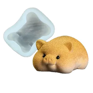 Cute pig shaped silicone mold for DIY mousse cake and baking projects on white background