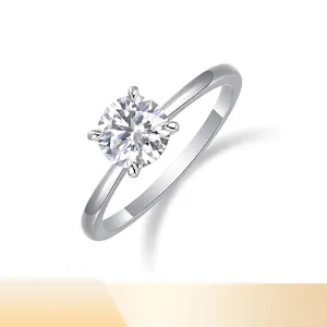 Minimalist 925 Sterling Silver Moissanite Solitaire Ring For Women Four-Claw Inlaid Engagement Wedding Luxury Finger Ring
