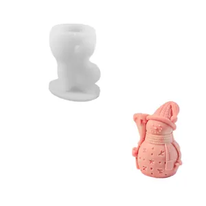 DIY silicone snowman candle mold with textured hat and star patterns for aroma plaster