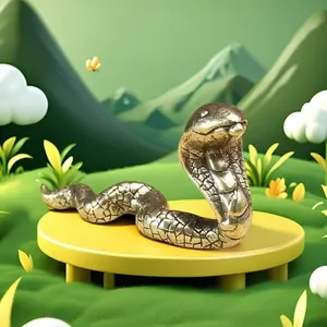 Detailed macro view of the intricate lifelike scales on the brass cobra figurine