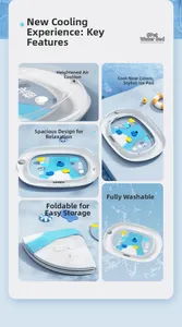 Detail of inflatable pet cooling water mat with polar bear print and raised edges