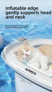 Close-up of inflatable pet water mat featuring a 7cm raised pillow for neck support