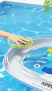 Detail of the built-in manual air pump on the soft edge of the pet cooling water mat