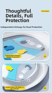 Macro detail of infant tummy time water mat with leak-proof valve and dual air chambers