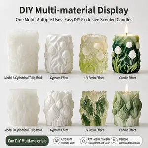 Tulip cylinder candle mold for DIY resin, gypsum ornaments and floral decorations