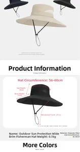 Detailed chart showing breathable mesh and 12cm wide brim on outdoor sun protection hat