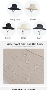 Detail of waterproof fabric and breathable mesh on outdoor wide brim sun hats