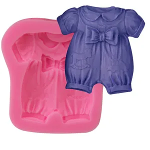 Baby clothes silicone mold for fondant and chocolate cake decoration with bow patterns