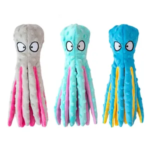 Three-piece set of textured octopus plush toys with soft minky fabric and big eyes