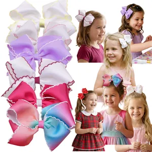 Barrettes à Cheveux Nœud en Ruban Gros-Grain pour Enfants Avec Bord Festonné Épingles à Cheveux Arc-En-Ciel Douces pour Filles