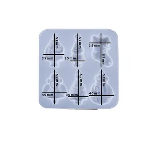 6-cavity Christmas silicone mold for resin featuring Santa Claus tree and snowman shapes