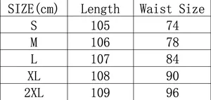 Detailed size chart for high waist maternity knit skirt showing length and waist dimensions