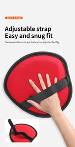 Detail of adjustable nylon strap and hook-and-loop closure on catch ball paddle