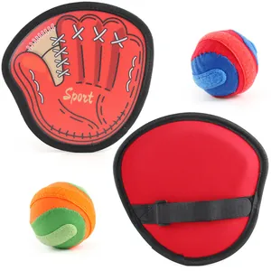 Classic toss and catch paddle ball set with two paddles and two fuzzy sucker balls