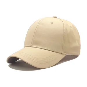 Cappellino da baseball classico in cotone kaki con struttura a sei pannelli e visiera curva