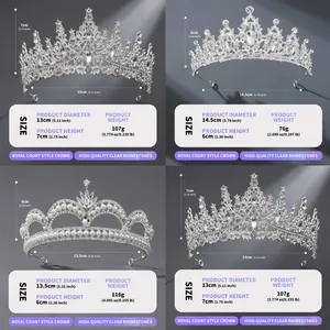 Guide des tailles montrant diamètre, hauteur et poids pour quatre modèles de couronnes