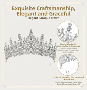 Vue macro d'une couronne de mariée montrant la base en alliage et strass brillants de qualité